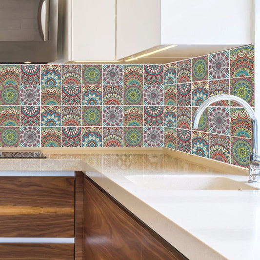 Premium Mosaic Self Adhesive Wallpaper Sticker, PVC 2D Waterproof Oilproof Ceramic Tiles Stickers Toilet Tile Wall Paper Wall Tiles 8"x8" (6 Sheets)  JM710