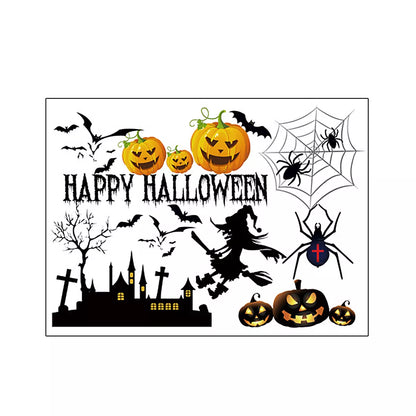 Unique Bargains Halloween Pumpkin Witch Moon Bat Pattern Wall Sticker Black