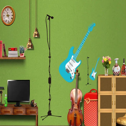 Guitar stickers dance music studio decoration removable wall stickers bedroom cupboard decorate home decor ay9115