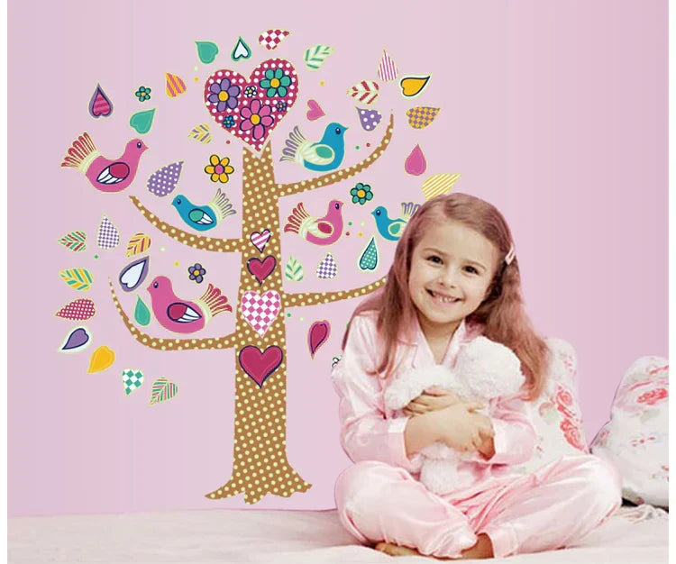 Glow in the Dark Wall Stickers - Tree with Birds  ABQ9617