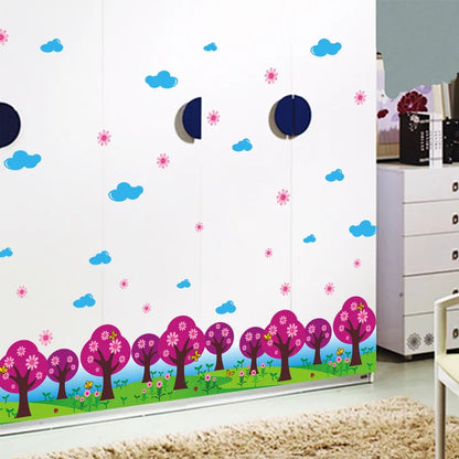 Green grass Purple tree Baseboard wall stickers