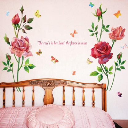 SK9218 Flowers Love Couple Room Decoration Wall Decal Romantic Rose Stickers Autocollants