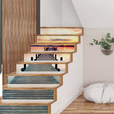 Fashion 12piece installation stair sticker, promenade, sunset, ocean, waterfall, street style waterproof can remove stair sticker JF5602 Single sheet layout size:97 * 17cm(Approx.)