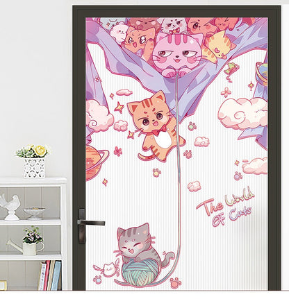 Cute Cat Door Sticker Or Wall Art Decoration Removable Stickers