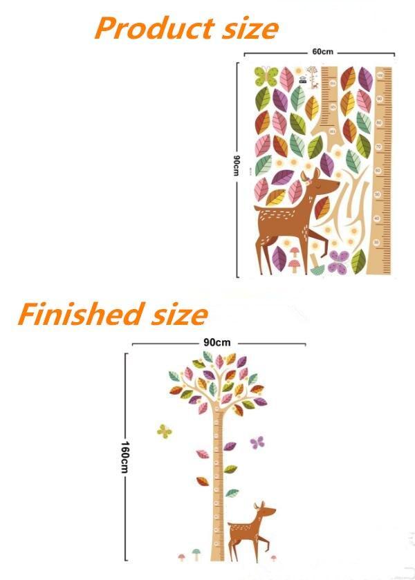 JM7187 High quality cute wall stickers tree kids height measure sticker for baby room/nursery 60*90 cm