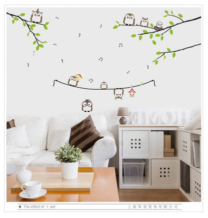 JM7246 Owls lovely tree Kids vinyl wall sticker for kids rooms home decor decals adesivos de parede stickers