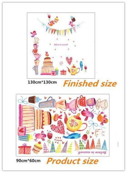 ABC1062 Hand-painted Bird Cartoon Wall Sticker - Multi