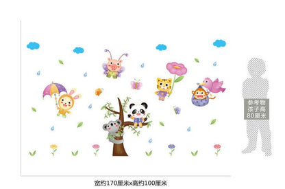 XL8206 in the rain of the flying animal wall stickers children room kindergarten cartoon waterproof decorative wallpaper.