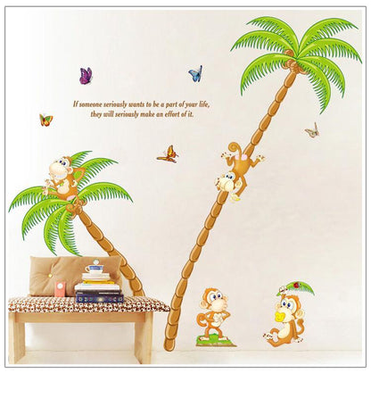wall sticker XL8110 Árbol mono animales de dibujos animados inicio decoración de la casa pegatinas de pared de vinilo kids niño salón dormitorio diy arte mural decor decal