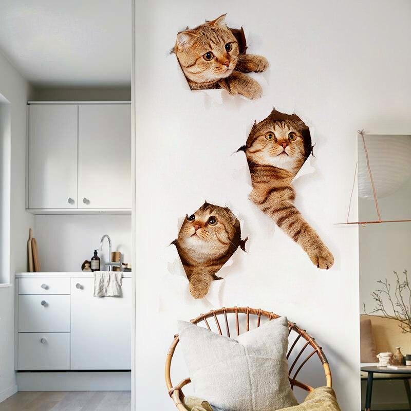 3D Cute Cat Wall Stickers xh6215
