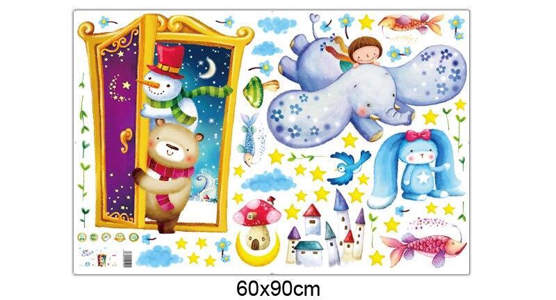 XL8218 magic door wall cartoon animal paradise kindergarten living room background decorative painting self adhesive wallpaper