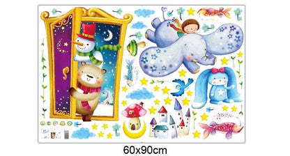 XL8218 magic door wall cartoon animal paradise kindergarten living room background decorative painting self adhesive wallpaper