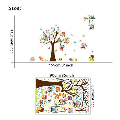 xl8192 Tree Wall Sticker For Kids Bedroom Cartoon Plane Diy Window Decor Poster Home Decorative Plant Mural Art Wallpapaer