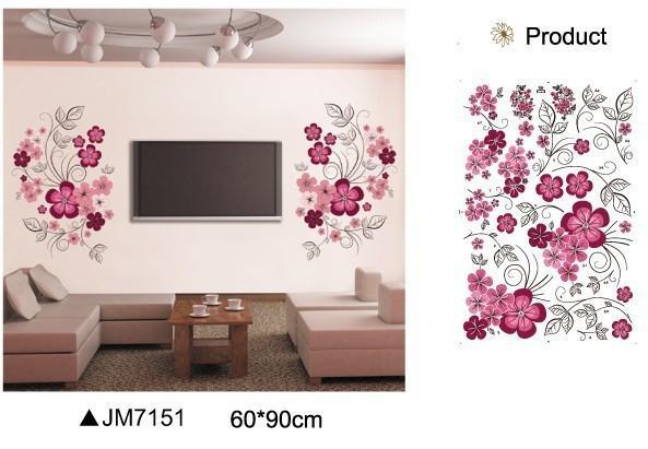 Removable Vinyl Wall Stickers Flowers Living Room TV/Sofa Background Home Decoration Wall Decals 60*90cm JM7151
