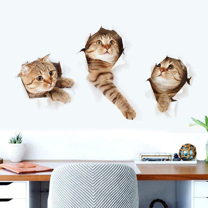 3D Cute Cat Wall Stickers xh6215