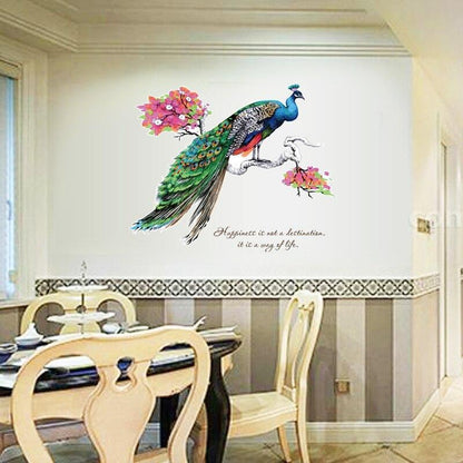 Peafowl Tree branches Home Decor adesivo de parede Art Decals 3D DIY Wall paper decoration for Kids Rooms flowers Wall Stickers sk9153