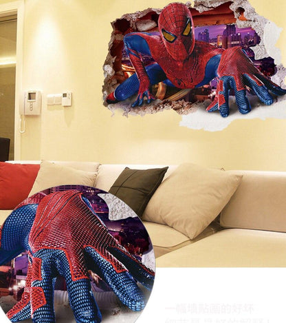 AY9269 3D Spiderman Floor Stickers wall Decals Removable PVC Superman Wall stickers Home Decor Mural Cartoon Decor