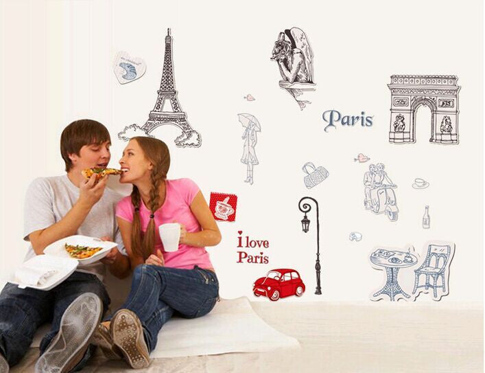 Wall Sticker I Love Paris PVC Wall Paper Removeable Wall Decor Ay9104