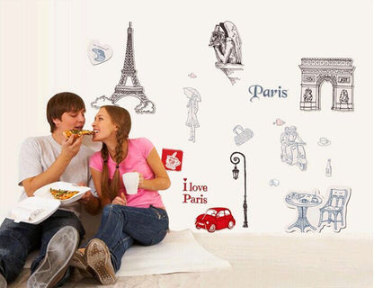 Wall Sticker I Love Paris PVC Wall Paper Removeable Wall Decor Ay9104