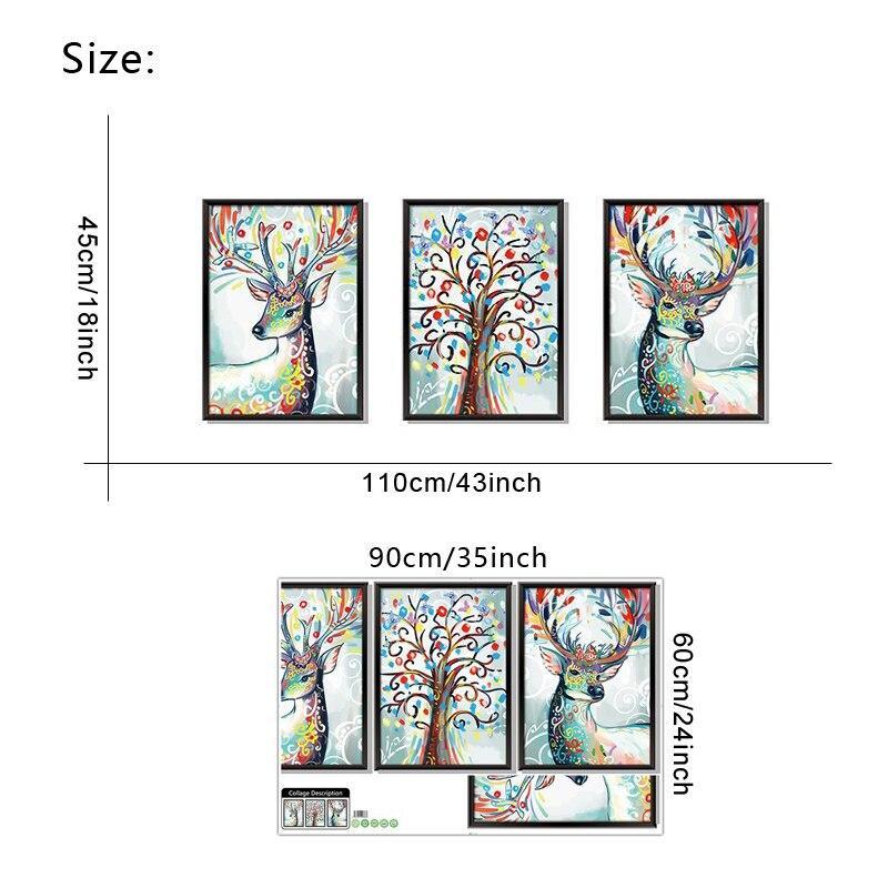 Nordic style creative 3.D removable stickers XL8327 Fantasy Watercolor Deer -Colorful