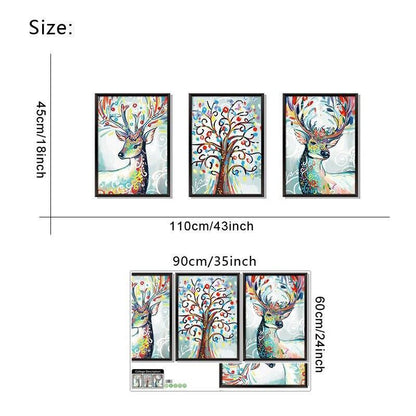 Nordic style creative 3.D removable stickers XL8327 Fantasy Watercolor Deer -Colorful