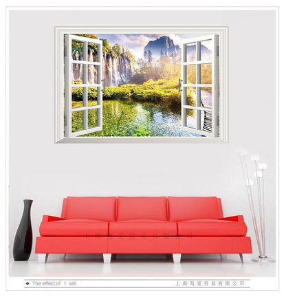 Wall sticker Jendela Tebing Pohon XL8022H (90x60) Stiker Dinding
