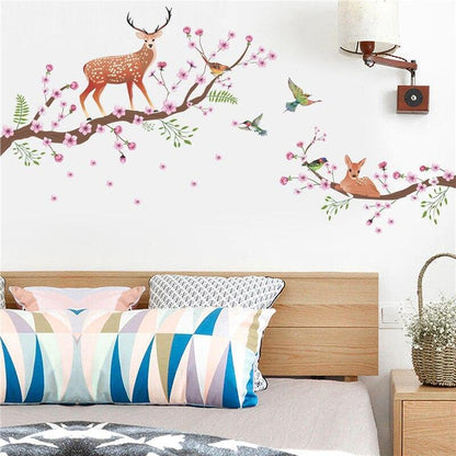 JM7357 Branch Sika Deer Removable Wall Sticker