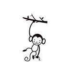 Black Cute Monkey Hanging Tree Branch Switch Sticker For Home Decor Vinyl Living Room Background Decals Cartoon Wall Stickers