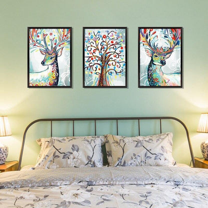 Nordic style creative 3.D removable stickers XL8327 Fantasy Watercolor Deer -Colorful