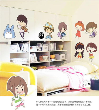 Hayao Miyazaki Animation Ghibli Totoro Wall Sticker Cartoon My Neighbor Totoro Wallpaper Kids Room Home Decor Anime Wall Art