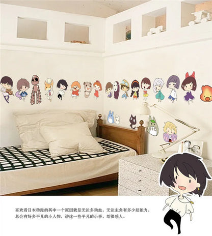 Hayao Miyazaki Animation Ghibli Totoro Wall Sticker Cartoon My Neighbor Totoro Wallpaper Kids Room Home Decor Anime Wall Art
