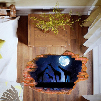 xl8309 3D stickers Moon Starry Giraffe broken wall stickers For Home decor Study Dormitory Decoration decals Removable Sticker poster