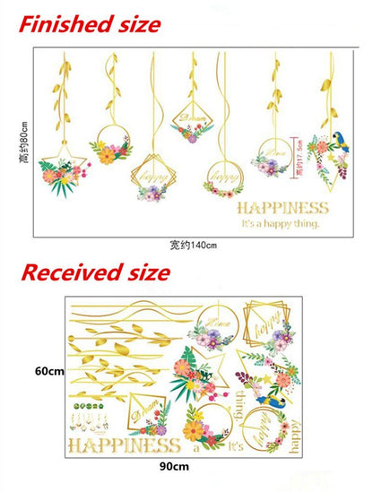 SK9351 Flower Hanging Basket Living Room Bedroom Background Decorative Wall Sticker