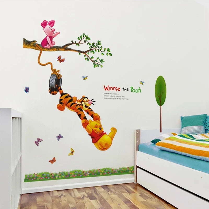 Hot cartoon Winnie Pooh friends tree wall stickers for kids room boy home decor wall decals nursery decoration wall poster gift
