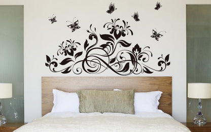 Black blossom and Butterfly wall Sticker jm7164