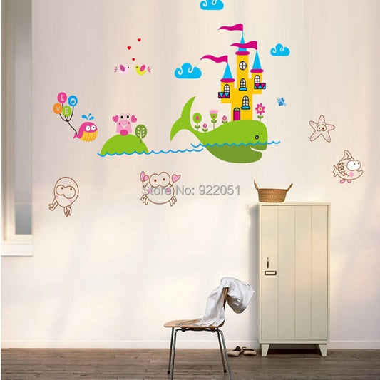 Whale Castle Kids vinyl wall sticker JM7204