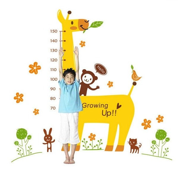 JM7205 Giraffe Growth Chart Height Wall Sticker Removable Home Decors Decal Art DIY Decorations Paper