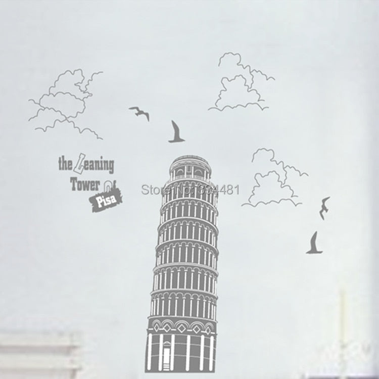 JM7231 Italy Leaning Tower of Pisa patterns wall art decoration Wall Sticker