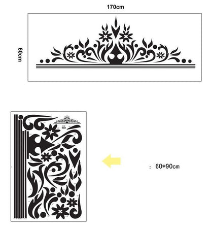 Crown Wall Sticker JM-7268 Black Vinyl Wall Paper PVC Removeable Wall Art Decor