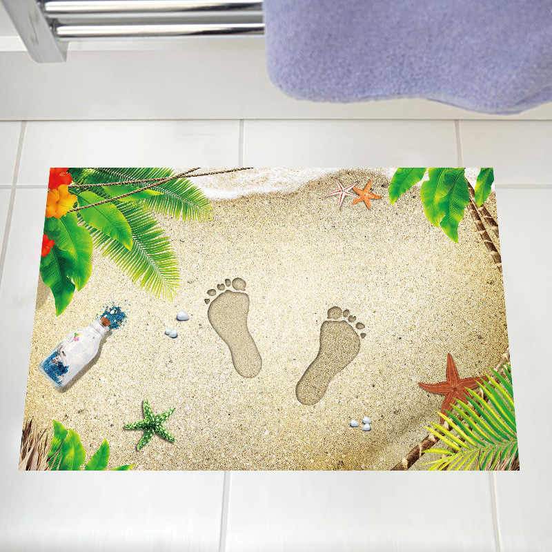 3D solid beach footprints, floor stickers, door mats, PVC waterproof XH9298