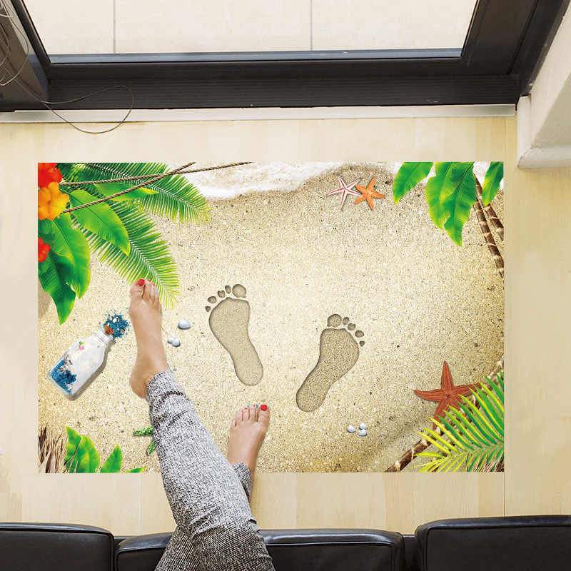 3D solid beach footprints, floor stickers, door mats, PVC waterproof XH9298
