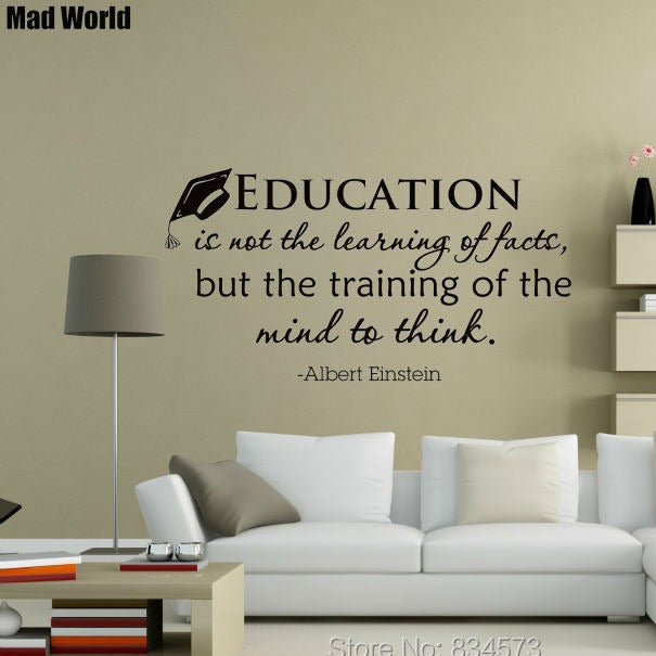 Mad World-Education Is Not The Learning Of Facts Wall Art Stickers Wall Decal Home DIY Decoration Removable Decor Wall Stickers