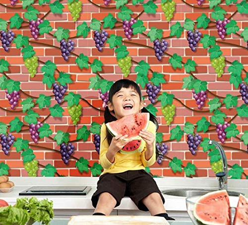 TBOP HOME Brick Wall Stickers Wallpaper For Home Decor (45 x 845 cm), (332 inche x 18 inche)-Grapes)