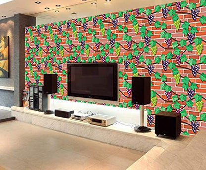 TBOP HOME Brick Wall Stickers Wallpaper For Home Decor (45 x 845 cm), (332 inche x 18 inche)-Grapes)
