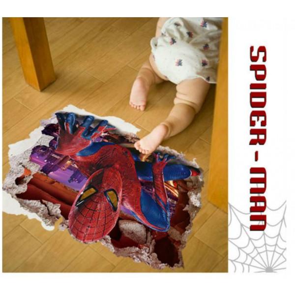 AY9269 3D Spiderman Floor Stickers wall Decals Removable PVC Superman Wall stickers Home Decor Mural Cartoon Decor