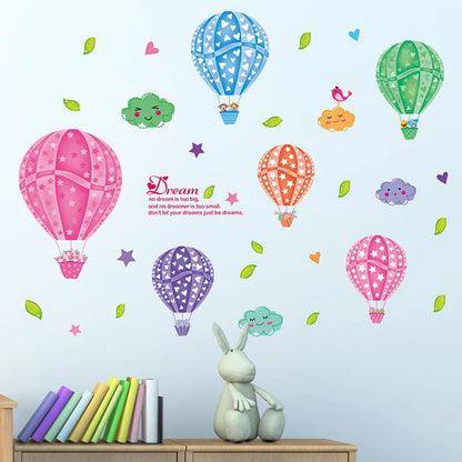 Xh4060c New Cartoon Hot Colorful  Air Balloon Wall Stickers for Kids Room Baby Nursery Room Living Room Waterproof Removable Poster PVC - AliExpress 15