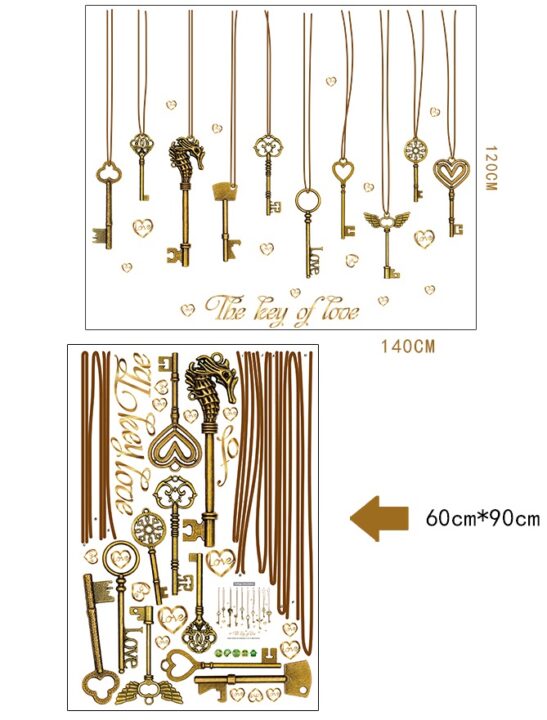 The Keys Of Love Wall Sticker SK-9115 Hanging Wall Paper PVC Removeable Wall Decor Wall Stickers