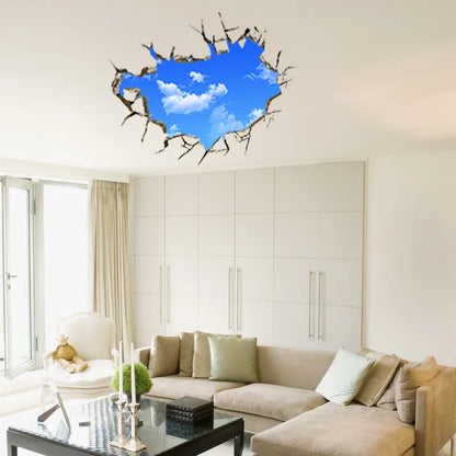 3D Blue Sky and White Clouds Sticker for Kids ay9253