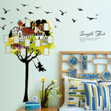 SK9210 Self-adhesive Wall Sticker Tree House Photo Frame Swing Living Room Bedroom Children's Room Kindergarten
