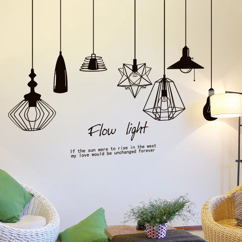 Simple and Elegant Hanging Lamp Wall Sticker for Home Decoration Xh5206c